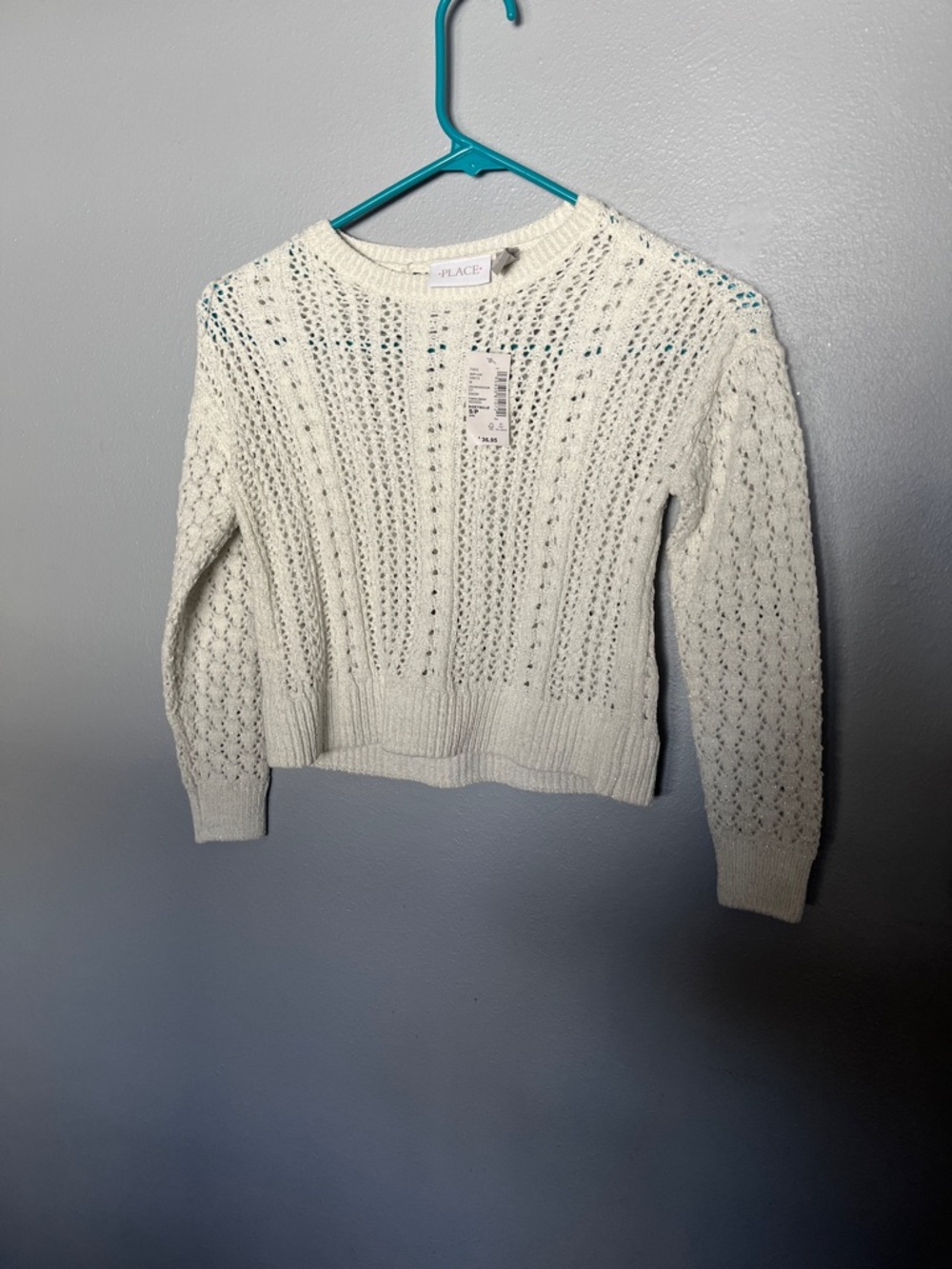 The Children's Place Cream Openwork Crewneck Sweater